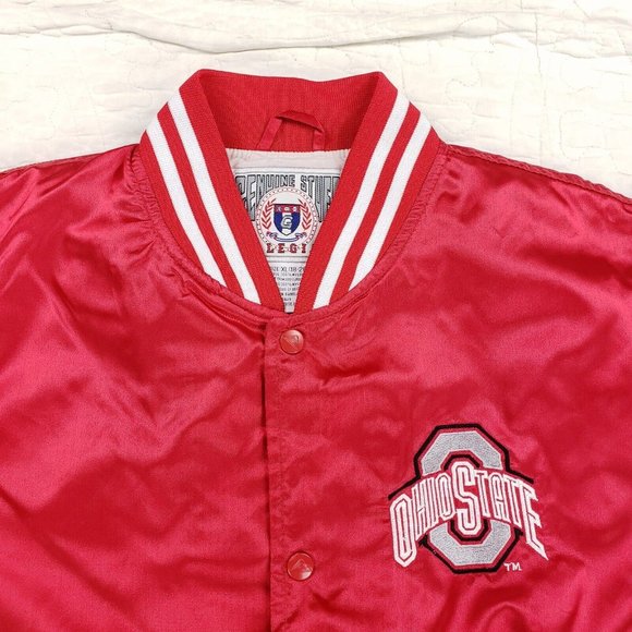 NWT Ohio State Buckeyes Satin Varsity Bomber Jacket Fits Mens Small To Medium - Picture 7 of 12